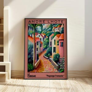 Paysage Français 1918 – Stampa/poster di André Lhote – Paesaggio cubista francese, scena geometrica del villaggio, arte murale architettonica modernista degli anni '10