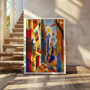 Paul Klee Inspired Classic Cubist Still Life Art Poster - geometric abstract wall decor - modern art print - cubism poster - Vibrant cubist