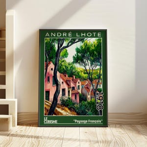 Paysage Français 1918 – Stampa/poster di André Lhote – Paesaggio cubista francese, scena geometrica del villaggio, arte murale architettonica modernista degli anni '10