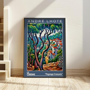 Paysage Français 1918 – Stampa/poster di André Lhote – Paesaggio cubista francese, scena geometrica del villaggio, arte murale architettonica modernista degli anni '10