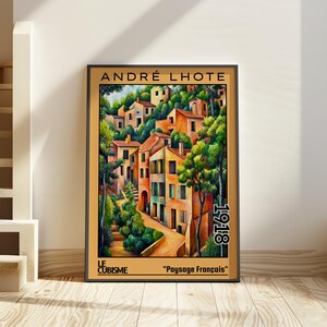 Paysage Français 1918 – Stampa/poster di André Lhote – Paesaggio cubista francese, scena geometrica del villaggio, arte murale architettonica modernista degli anni '10