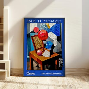 Natura morta con sedia impagliata 1912 – Pablo Picasso Stampa cubista sintetica / primo poster collage – Le Cubisme arte astratta del XX secolo