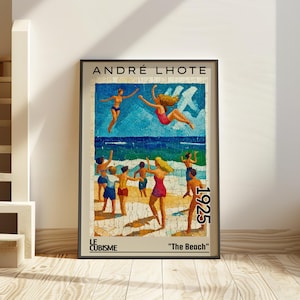 La spiaggia 1925 – Stampa/manifesto di André Lhote – Scena balneare cubista, arte moderna della costa francese, figure astratte sulla spiaggia, avanguardia costiera