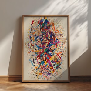 Abstrakt rytmkonsttryck, djärv geometrisk kubistisk poster