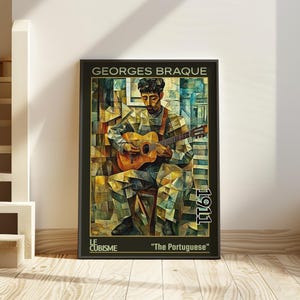 Il portoghese 1911 – Stampa/manifesto di Georges Braque – figura del cubismo analitico, ritratto astratto, decorazione murale geometrica moderna degli anni '10