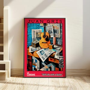 Natura morta con chitarra 1913 - Stampa/poster di Juan Gris - Natura morta cubista, arte astratta della chitarra, arredamento modernista, parete geometrica luminosa