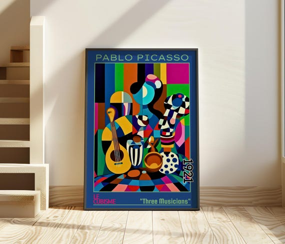 Three Musicians 1921 Pablo Picasso Poster Bold Cubist Wall Art