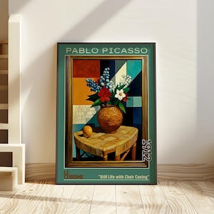 Natura morta con sedia impagliata 1912 – Pablo Picasso Stampa cubista sintetica / primo poster collage – Le Cubisme arte astratta del XX secolo