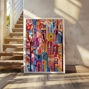 Paul Klee Inspired Classic Cubist Still Life Art Poster - geometric abstract wall decor - modern art print - cubism poster - Vibrant cubist