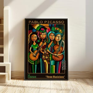 Tre musicisti 1921 – Poster di Pablo Picasso / audace arte murale cubista / stampa di trio musicale astratto – Le Cubisme, arredamento jazz modernista, arte cubista