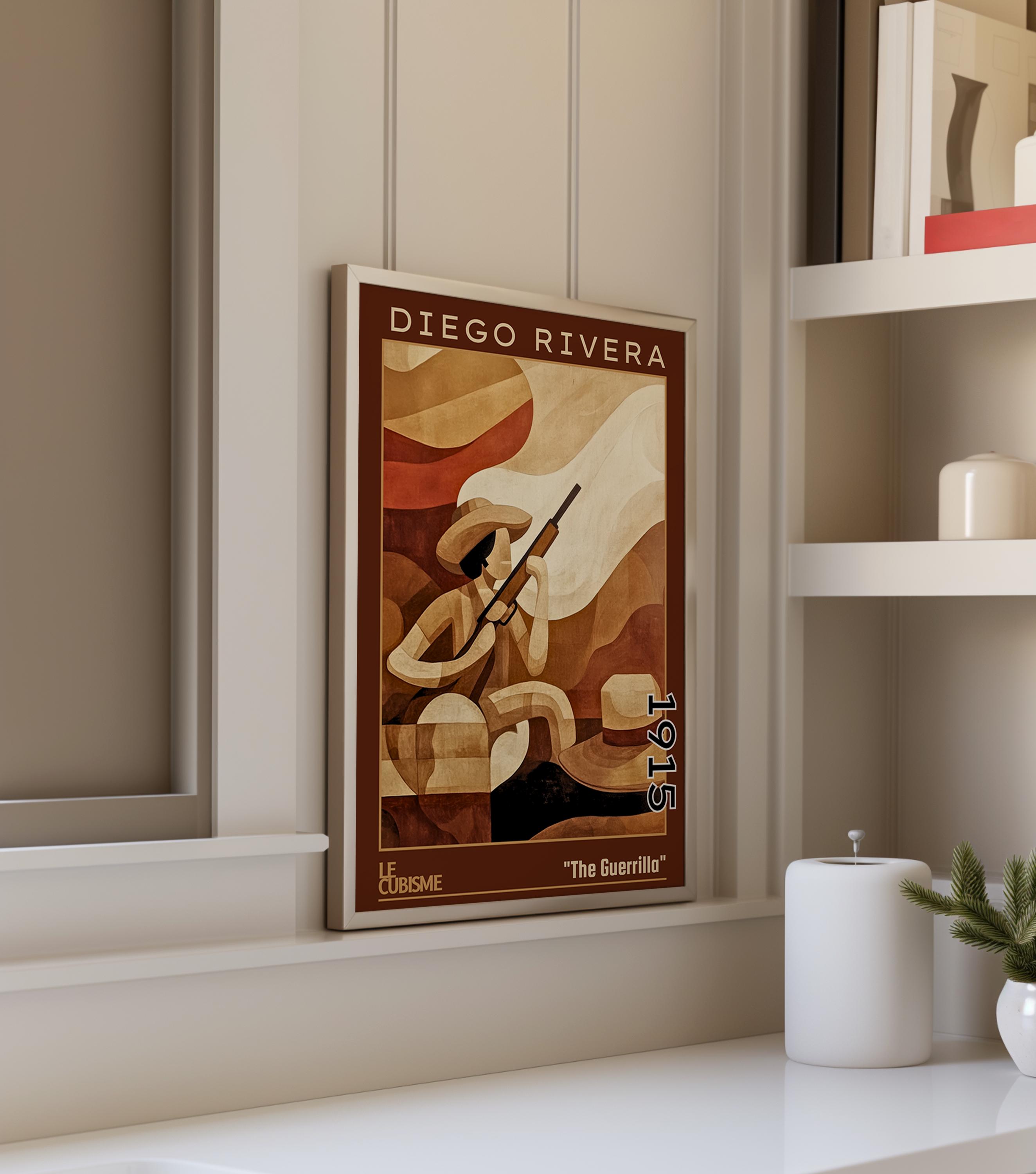 ゲリラ 1915 – ディエゴ・リベラにインスパイアされたキュビズムの版画