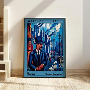 Porto di Bordeaux 1912 - Stampa/manifesto di André Lhote - Cubismo, paesaggio urbano portuale moderno, decorazioni geometriche astratte, avanguardia modernista francese