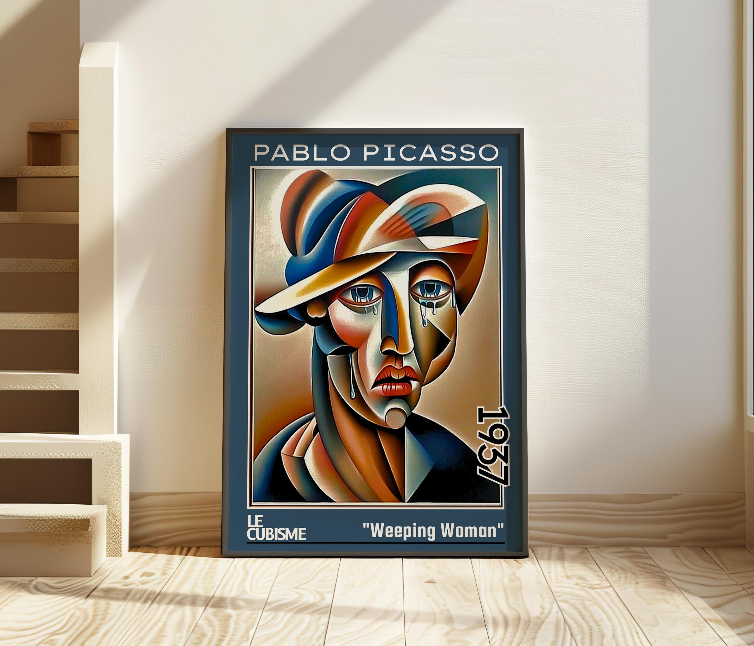 泣く女 1937年 – パブロ・ピカソの版画 / キュビズム肖像ポスター – ル