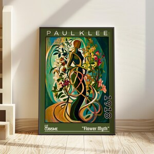 Mito de las flores 1918 - Impresión/póster de Paul Klee - Arte mural floral moderno, abstracto cubista colorido, decoración estilo Bauhaus, arte vegetal de vanguardia