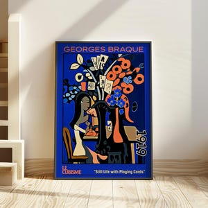 Martwa natura z kartami do gry 1919 – wydruk/plakat Georges’a Braque’a – martwa natura postkubistyczna, sztuka gier karcianych, abstrakcyjny wystrój intelektualny lat 10. XX wieku