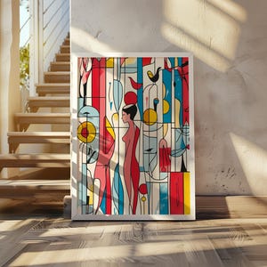 Paul Klee Inspired Classic Cubist Still Life Art Poster - geometric abstract wall decor - modern art print - cubism poster - Vibrant cubist
