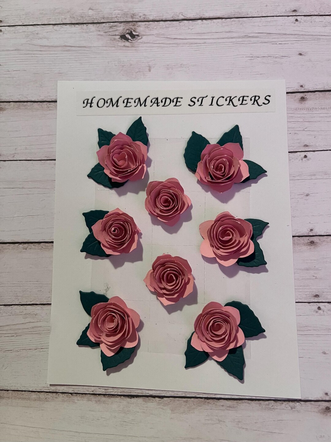 Pink Rose and Leaves Stickers *FREE Shipping*quilled Flowers 3D Flowers ...
