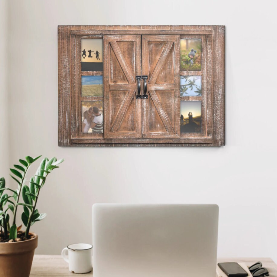 Art Decor Rustic Wood Sliding Barn Door Picture Frame and Etsy