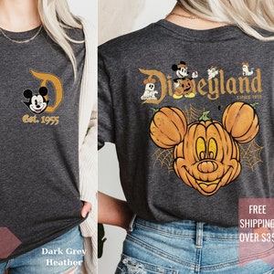 Vintage Disneyland Halloween Front and Back Print Shirt, Mickey Mouse Halloween Party, Disney Pumpkin Halloween Shirt, Disney Fall Vacation