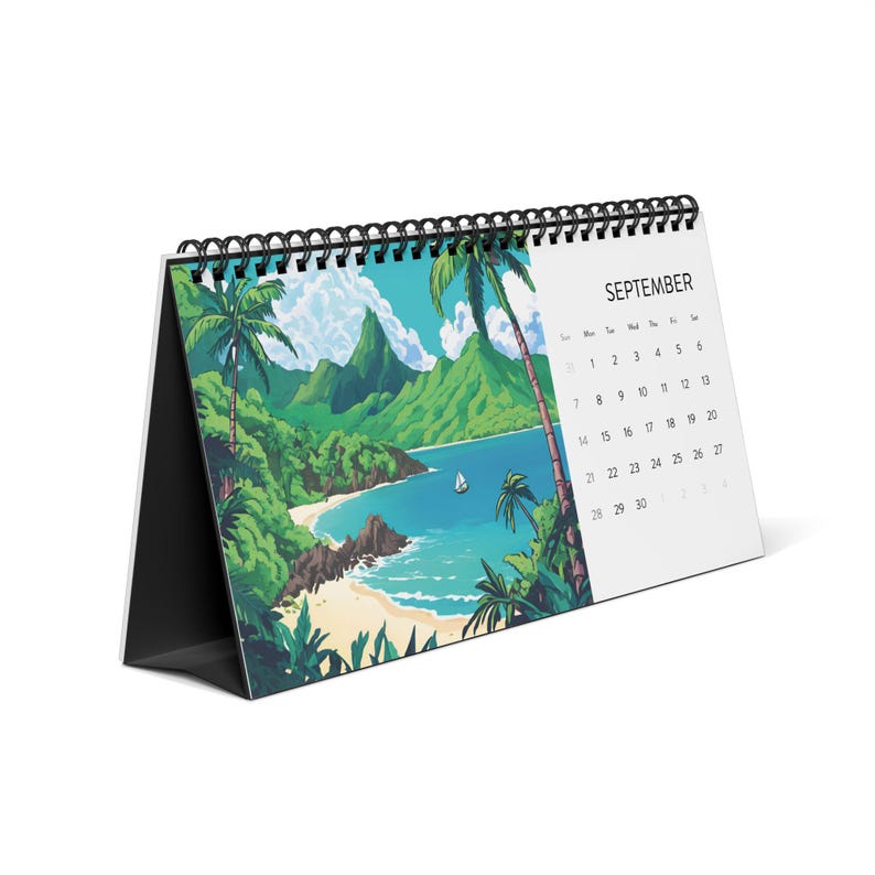 Anime Tropical Calendar, Desk Calendar for Anime Fans, Tropical Vibes