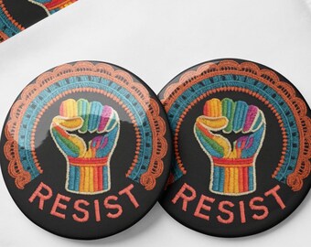 Resist Pin Buttons - Political Protest, Activist Gift - Set of 5