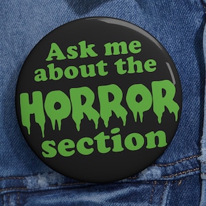 Retro-Style Horror Button, Vintage Video Store Nostalgia, 80s pin, 90s button, Souvenir Pin