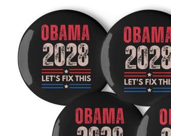 Obama 2028 Pin Buttons: Retro Political Campaign Set of 5
