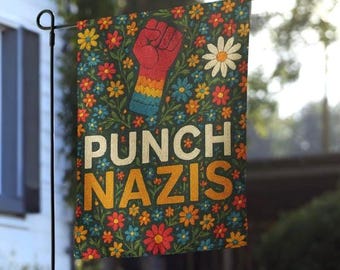 Punch Nazis Garden Flag – Anti-Fascist Outdoor Banner
