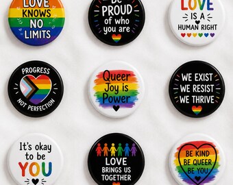 cuatom LGBTQ Pride Pin Button , Queer Pride Buttons, LGBTQ Empowerment Pins, Pride Month Gift, Rainbow Pride Accessories, Love Is Love