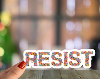 Adesivo floreale RESIST, decalcomania in vinile di protesta femminista
