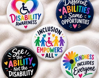 Custom Disability Awareness Pin Buttons, Autism AAC Deaf Pride Epilepsy Sensory Sensitive Hard of Hearing Support Badge Gift, awareness pin