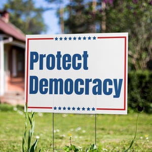 Protect Democracy Yard Schild - 18 &quot;x 22&quot;&quot;, überpartisanisches politisches Dekor, Pro-Voting-Botschaft, bürgerliches Engagement auf dem Rasen.&quot;