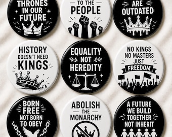 Anti Monarchy Protest Pin Buttons, No Kings Equality Freedom Democracy Activist Political Protest Badge Gift Pins Collection