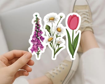 Floral Protest Sticker: Anti-Trump Foxglove, Daisy, Tulip Vinyl Decal