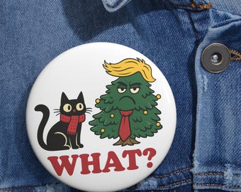 Anti-Trump Christmas Pin | Grumpy Tree & Cat Political Humor