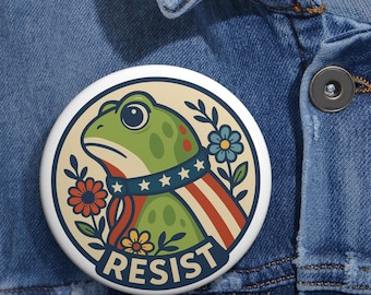 Insignia de activismo político / Pin de rana resistente, estilo ecofeminista
