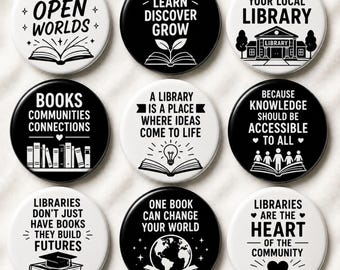 Library Advocacy Pin Buttons, Library Lover Reading Literacy Librarian Book Club Education Awareness Gift Badge Collection Pins