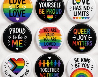 custom LGBTQ Pride Pin Button, Rainbow Pride Buttons, Gay  Pins, LGBTQ Gift, Pride Month Accessories, Love Is Love Button Set, awareness pin
