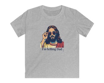 I'm telling Dad, Jesus kids tshirt, Christian kid tshirt, Closer Purpose, Kids Softstyle Tee