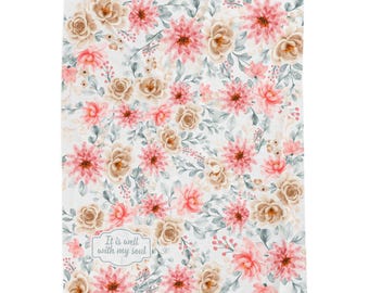 It is well with my soul Plush Blanket, Floral throw, Christian home decor, Closer Purpose