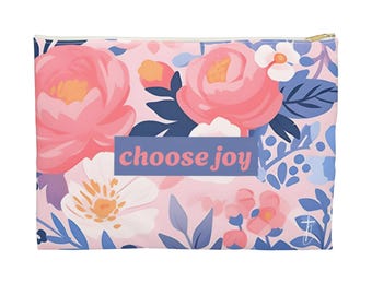 choose joy floral Accessory Pouch, zipper travel bag, makeup bag, Closer Purpose