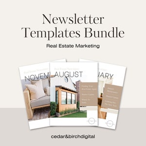 Real Estate Newsletter Template Customizable Modern Neutral Simple Style Digital And Print Newsletter Bundle