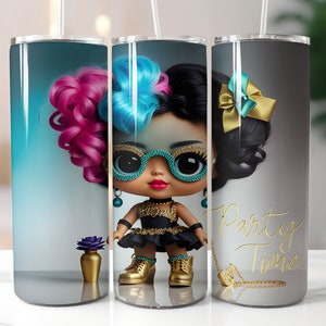 Baby Party Doll Tumbler Wrap: 20oz Skinny Sublimation Design (PNG)