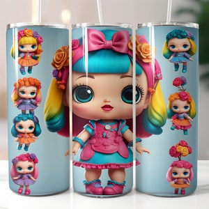 Super Dolls Tumbler Wrap Template: 20oz Skinny Tumbler Sublimation Design (PNG)