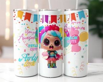 Party Baby Doll Tumbler Wrap Template 20oz Skinny Tumbler Sublimation Designs for Straight/Tapered Tumbler PNG