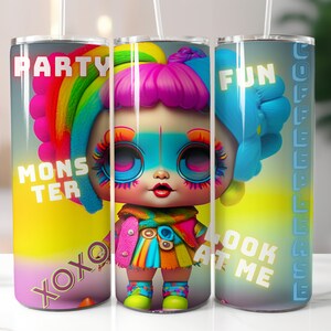 Funky Monster Girl Tumbler Wrap Template 20oz Skinny Tumbler Sublimation Designs for Straight/Tapered Tumbler PNG