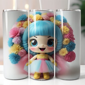 Floral Doll Tumbler Wrap: 20oz Skinny Tumbler Sublimation Design (PNG)
