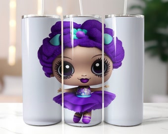 Ballerina Baby Doll Tumbler Wrap – Purple Tulle (Digital Download)