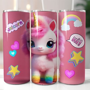 Einhorn Becher Wrap: Rosa Regenbogen Design (PNG Digital Download)