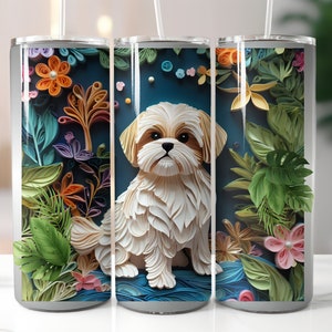 Floral Shih Tzu 20 oz Tumbler Sublimation Design (Digital Download PNG)